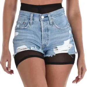 Adult Sheer Black High-Waisted Mesh Bike Shorts  | 1 ct