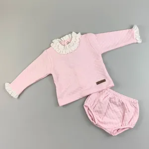 Baby Girls Quilted Outfit - Pink - Calamaro 11007