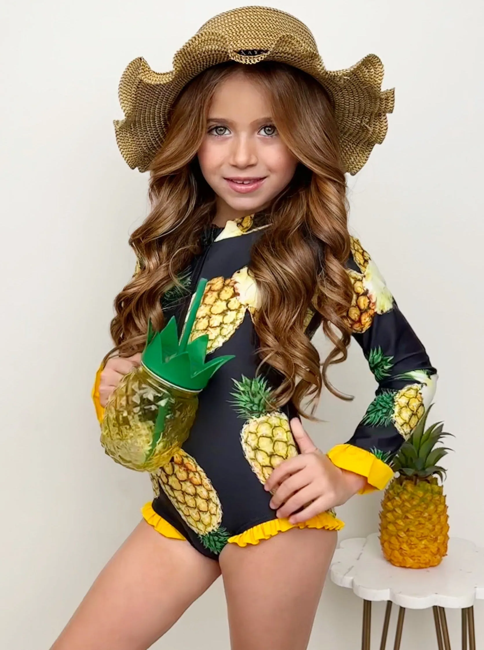 Be A Pineapple One Piece Rash Guard Swimsuit