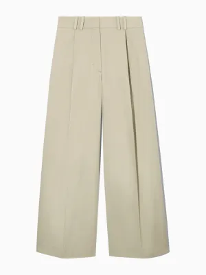 Beige wide-leg trousers