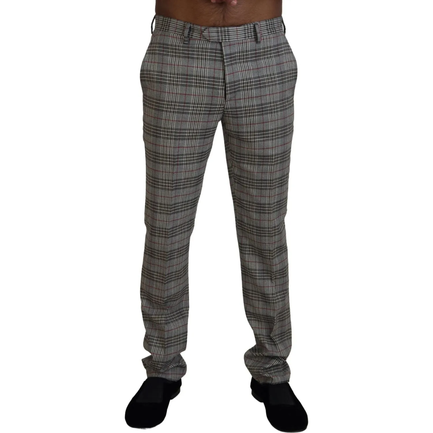 BENCIVENGA Elegant Gray Checkered Slim Men's Pants