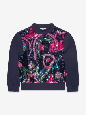 Billieblush Girls Sequins Sweatshirt in Navy