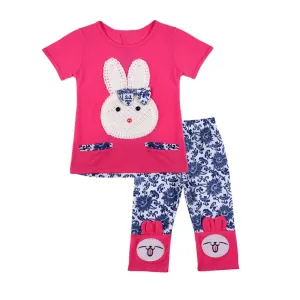 Blue Bunnies Ruffled Pants Set