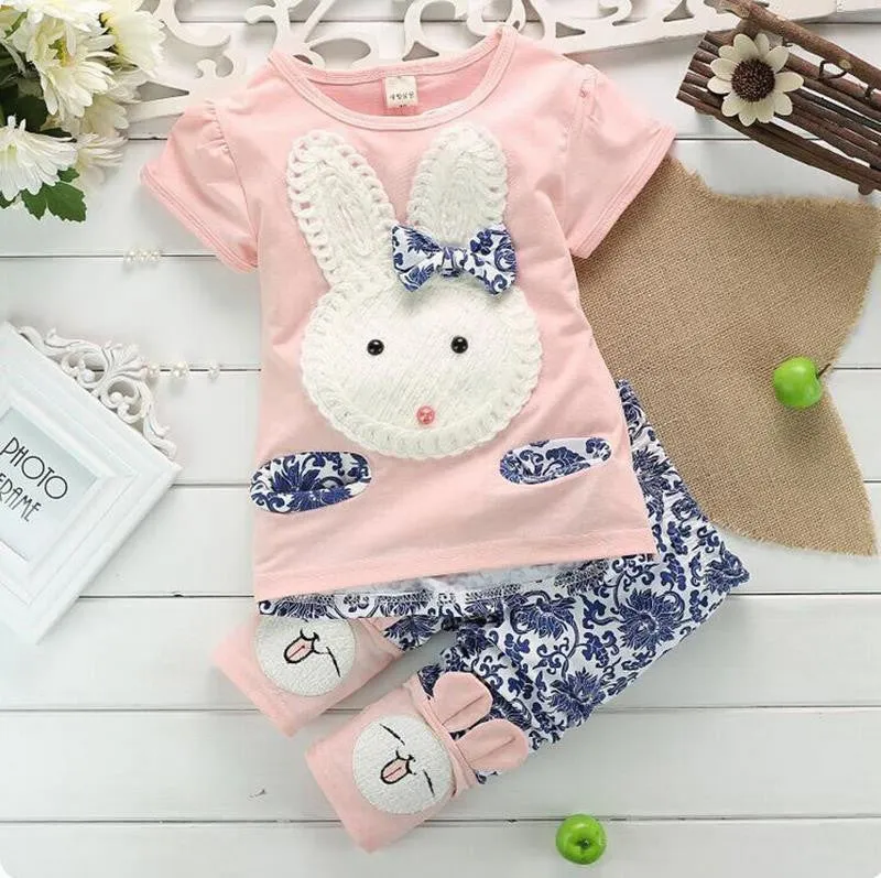 Blue Bunnies Ruffled Pants Set