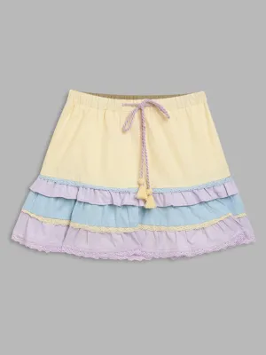 Blue Giraffe Girls Multi Solid Flared Skirt