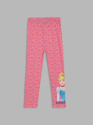 Blue Giraffe Girls Pink Printed Regular Fit Leggings