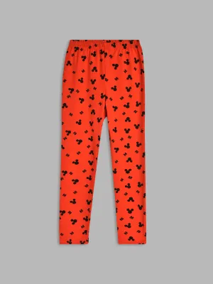 Blue Giraffe Girls Red Printed Regular Fit Leggings