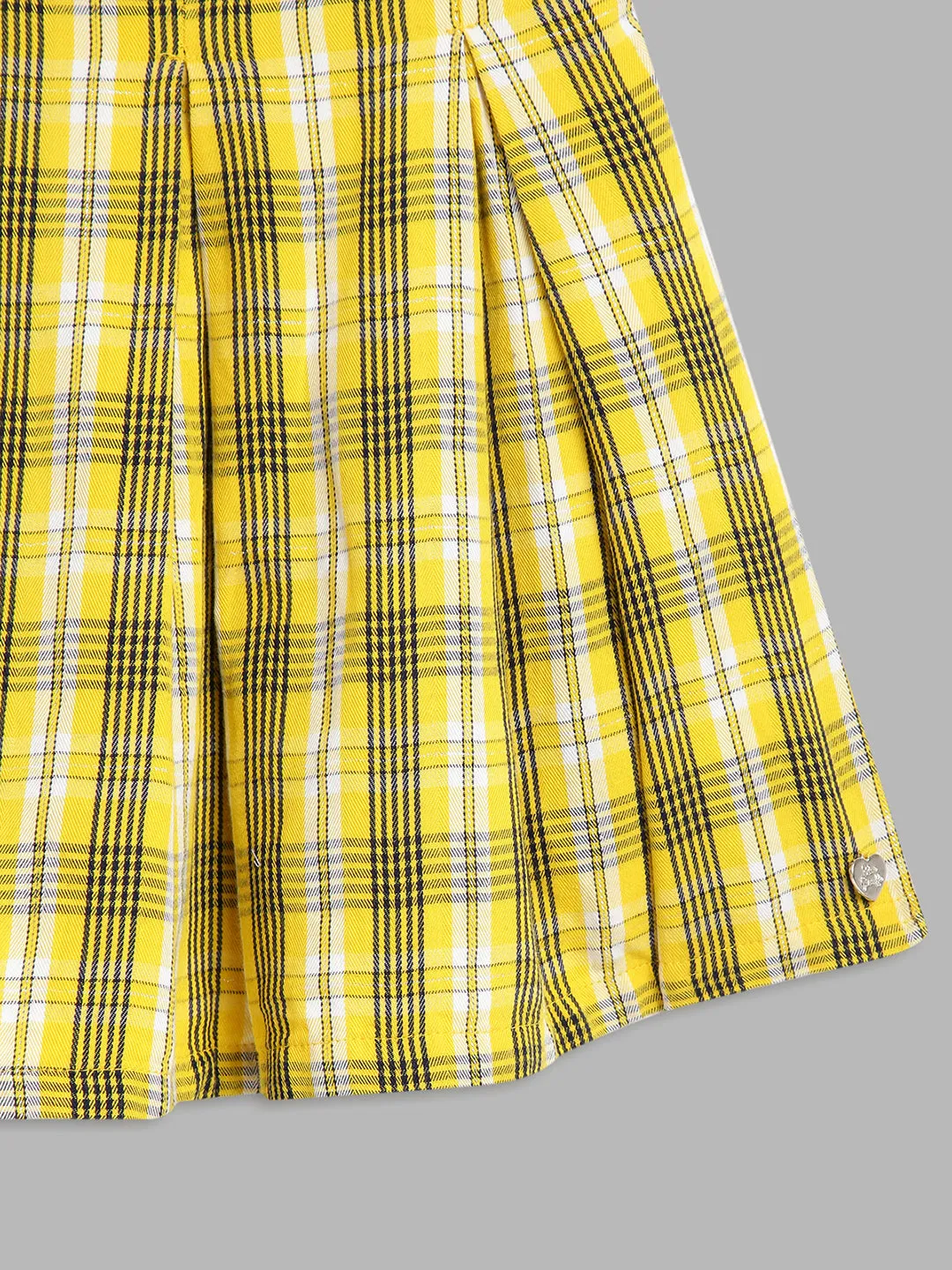 Blue Giraffe Girls Yellow Checked Flared Skirt