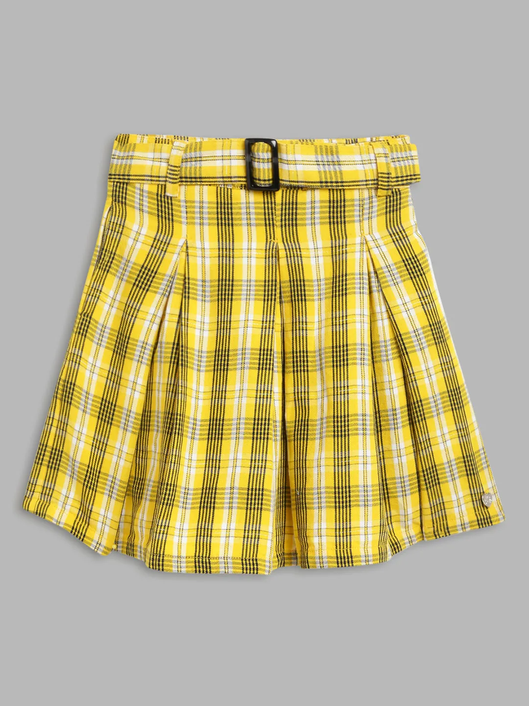 Blue Giraffe Girls Yellow Checked Flared Skirt