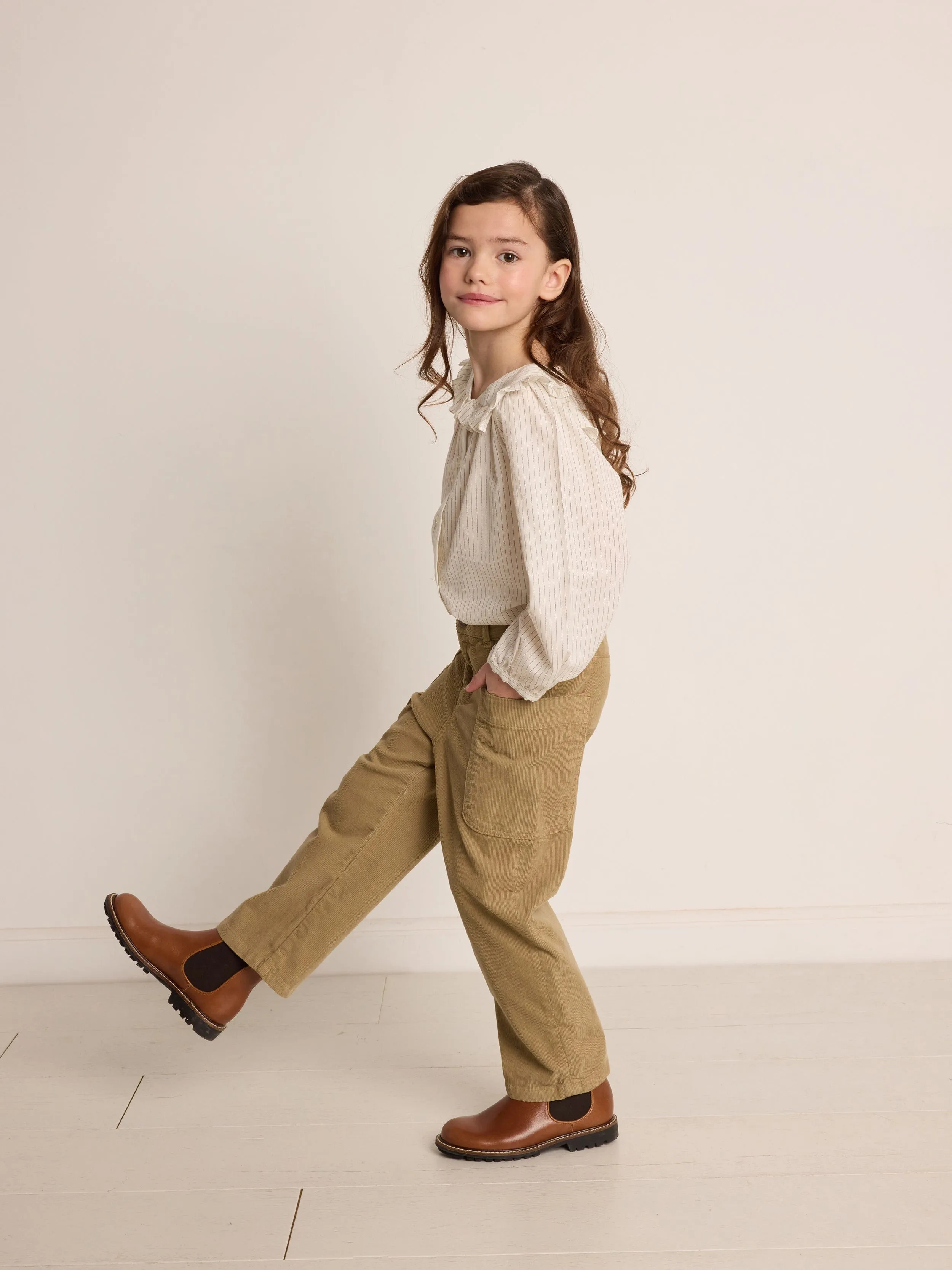 Bonpoint Girls Looping Trousers in Beige