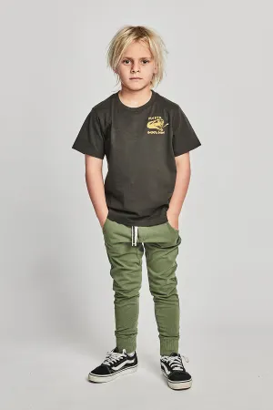 Boys Pants Munster Kids Feet Up Washed Dark Olive