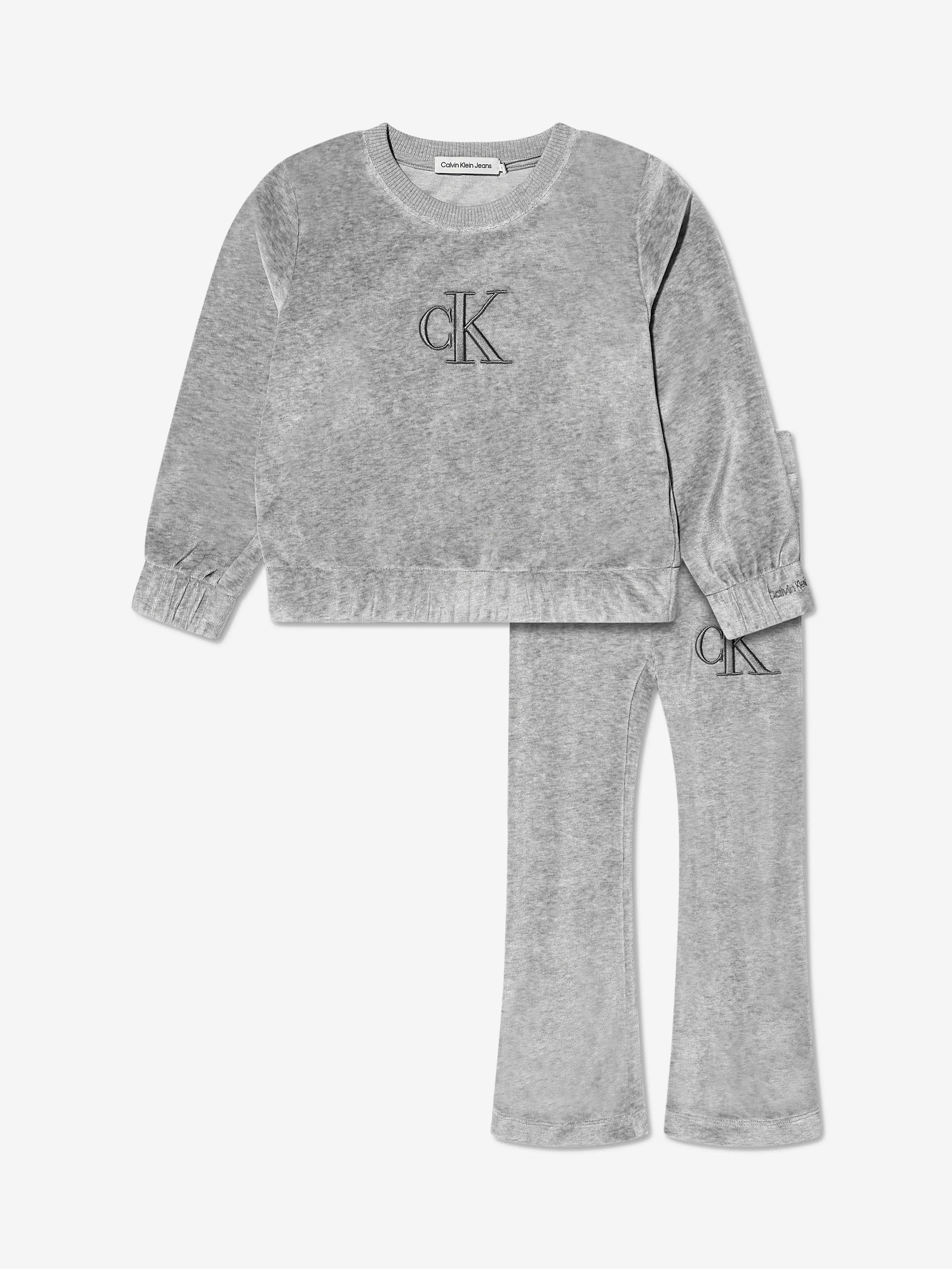 Calvin Klein Girls Monogram Velour Flare Tracksuit