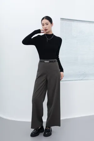 Dark Green Wide Leg Suit Pants