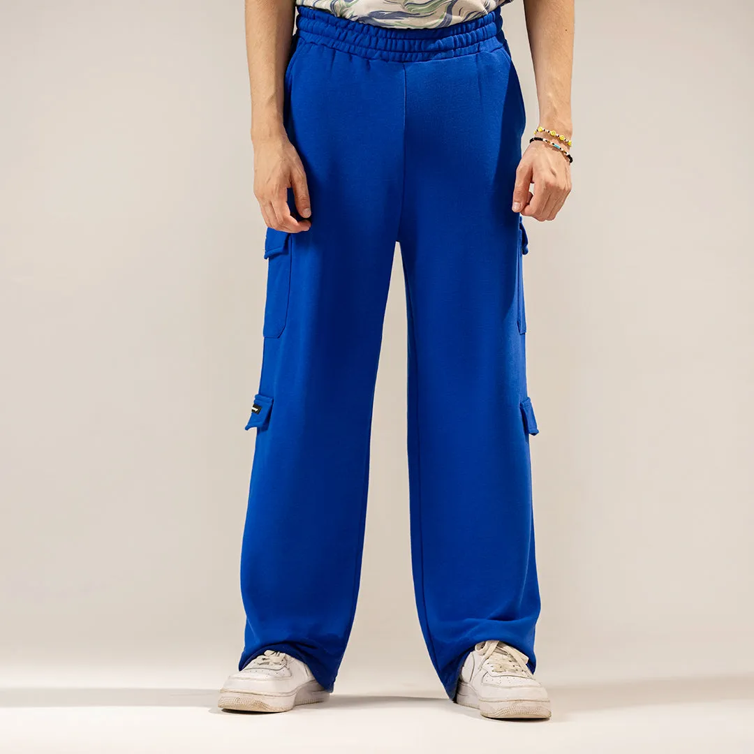 Electric Blue Wide Leg Cargo Unisex Trouser