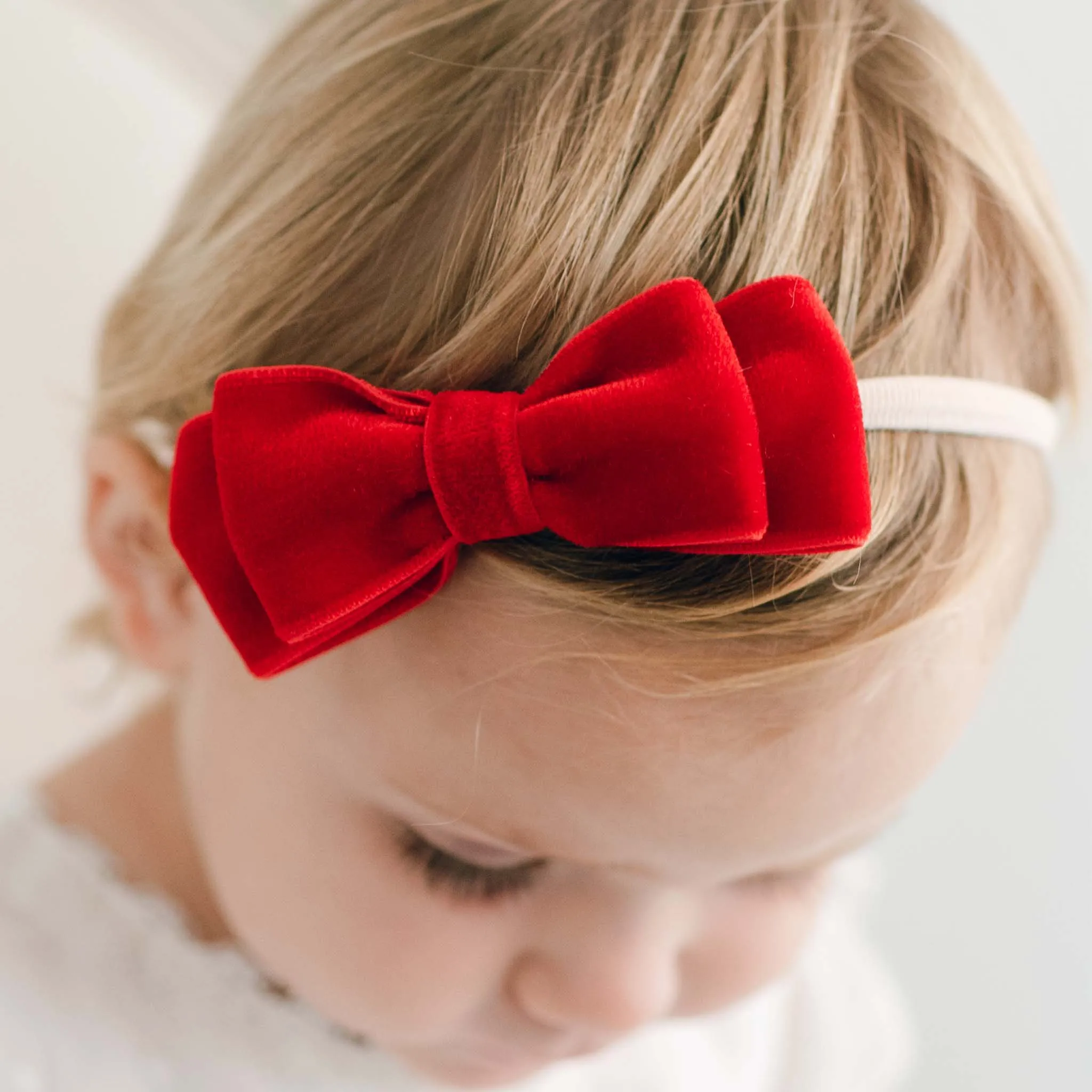 Emily Red Velvet Bow Headband