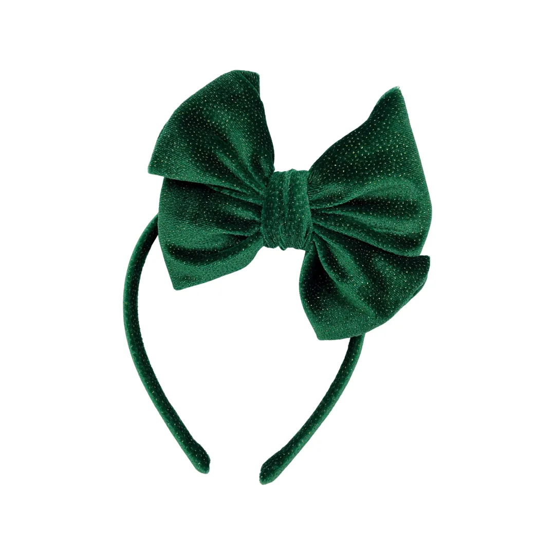 Fancy Butterfly Bow - Sparkling Green Velvet