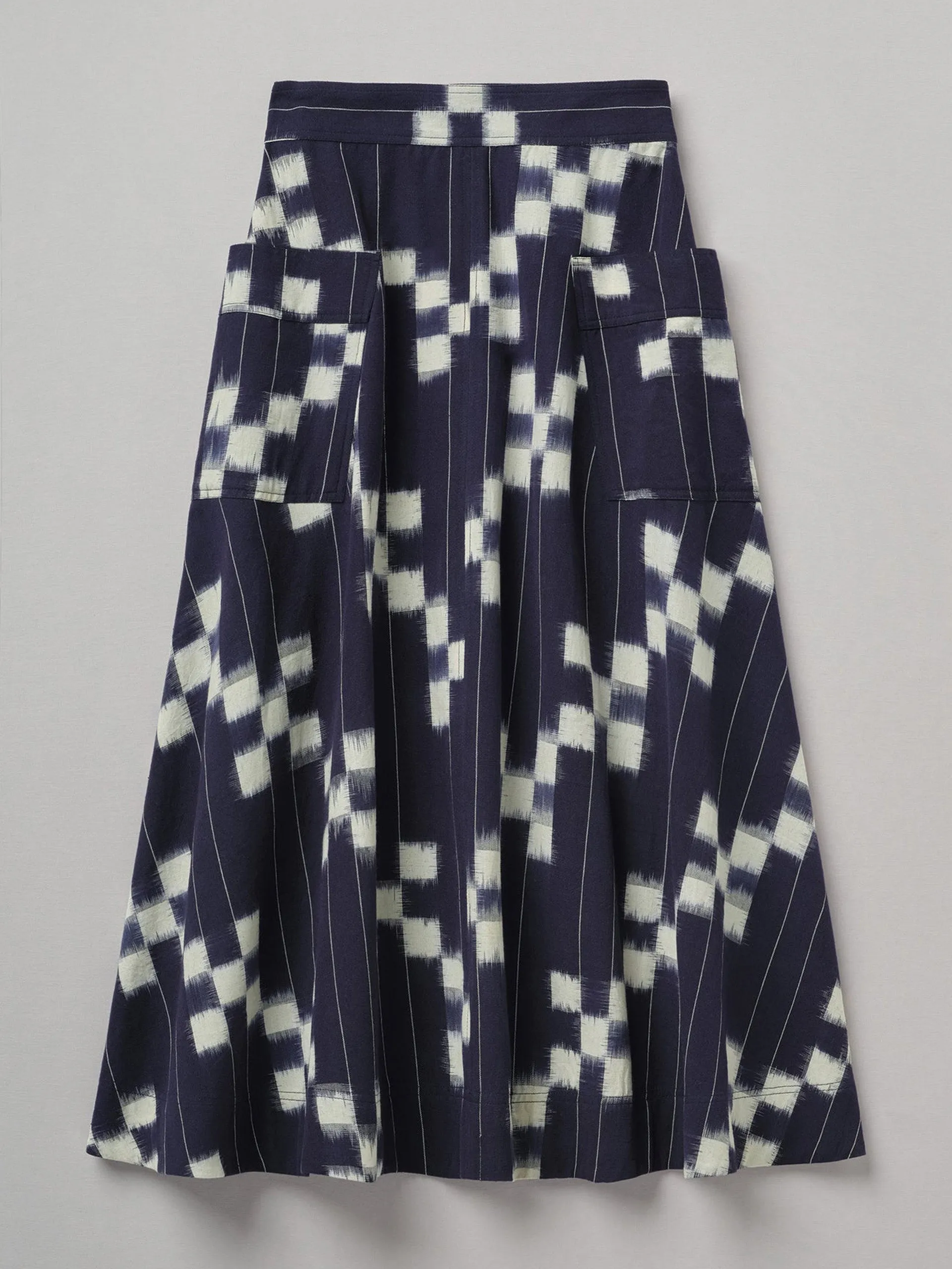 Flared check navy skirt