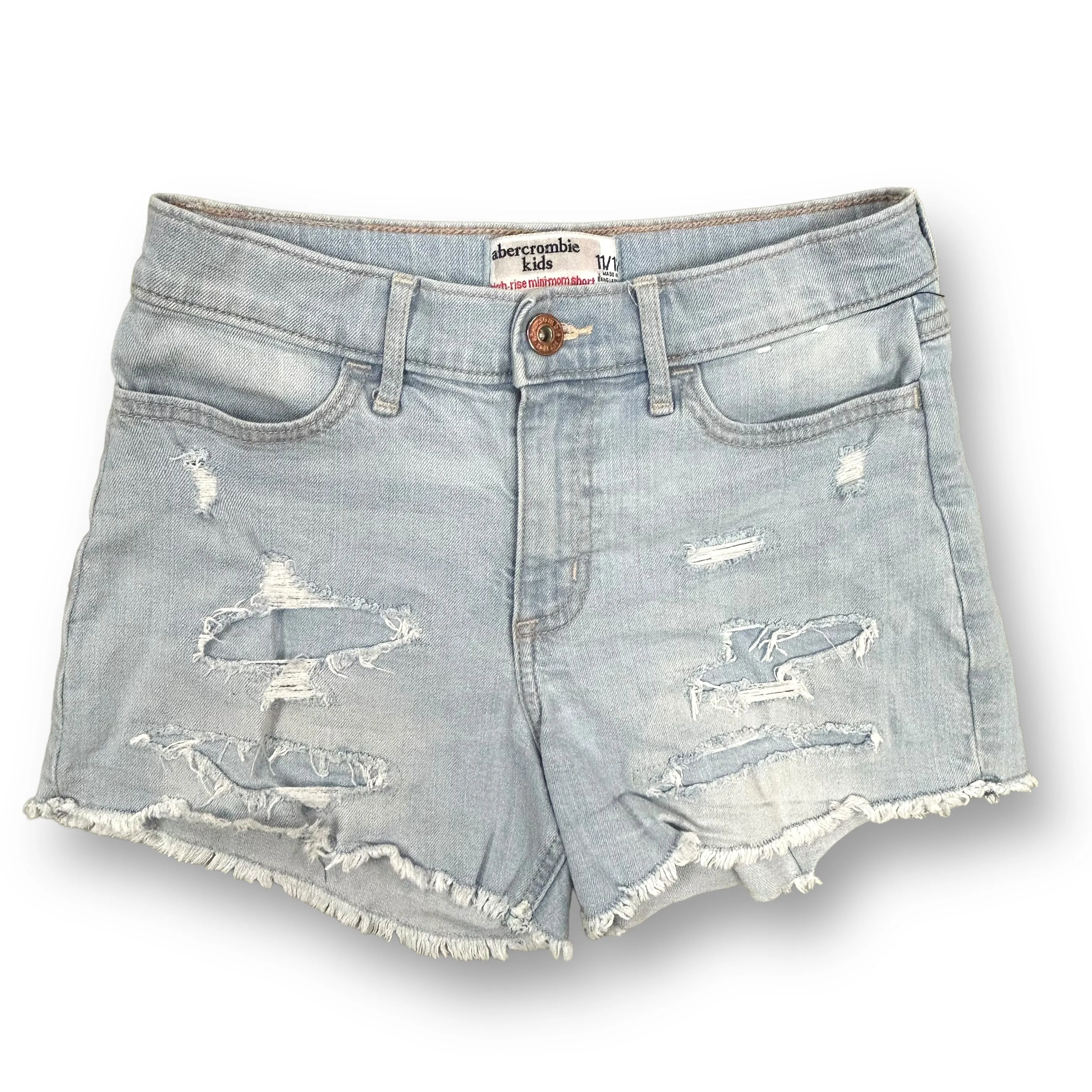 Girls Abercrombie Kids Size 11/12 Denim Hi-Rise Mini Mom Shorts