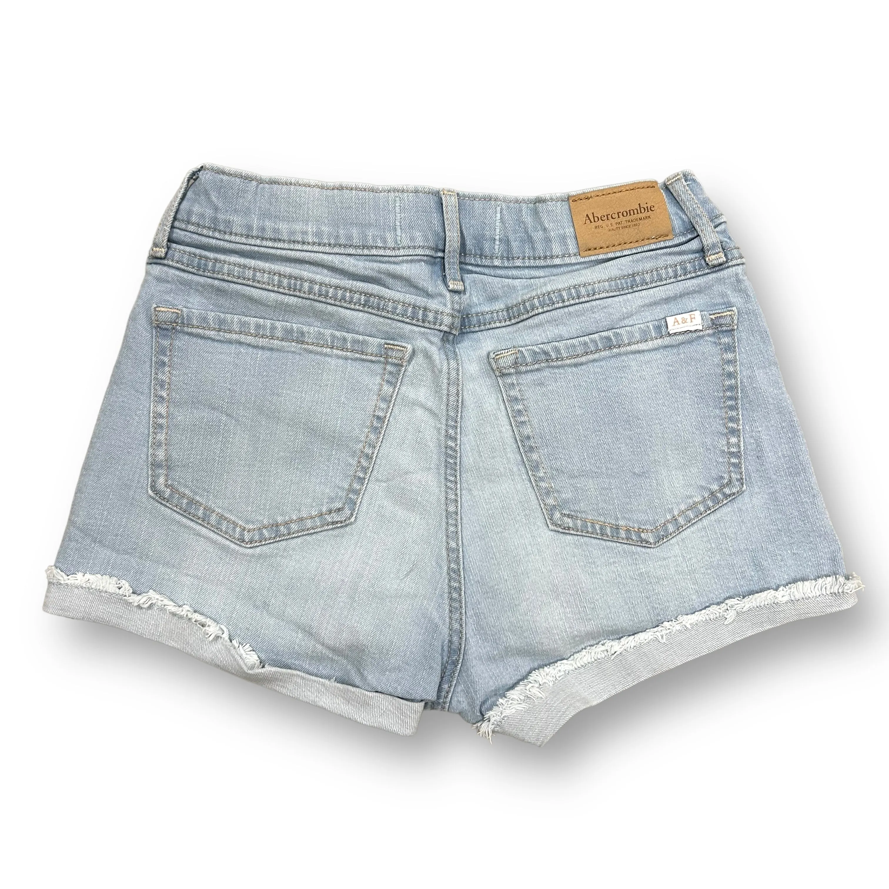 Girls Abercrombie Kids Size 11/12 Light Blue Distressed Denim High Rise Shorts