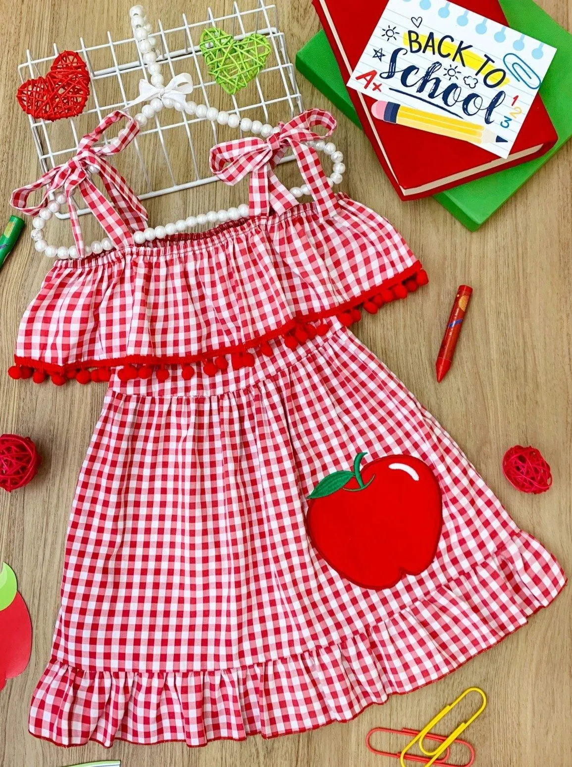 Girls Apple of My Eye Checkered Dress