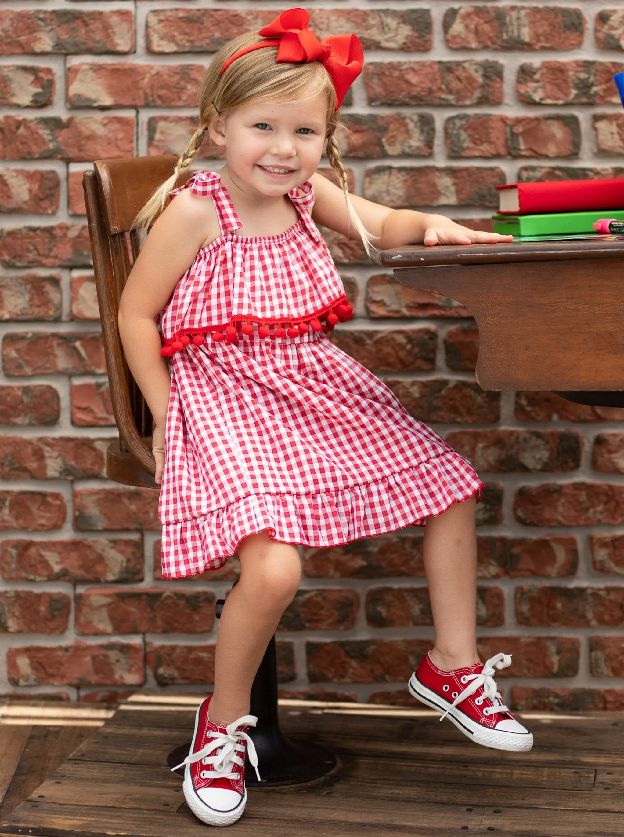 Girls Apple of My Eye Checkered Dress