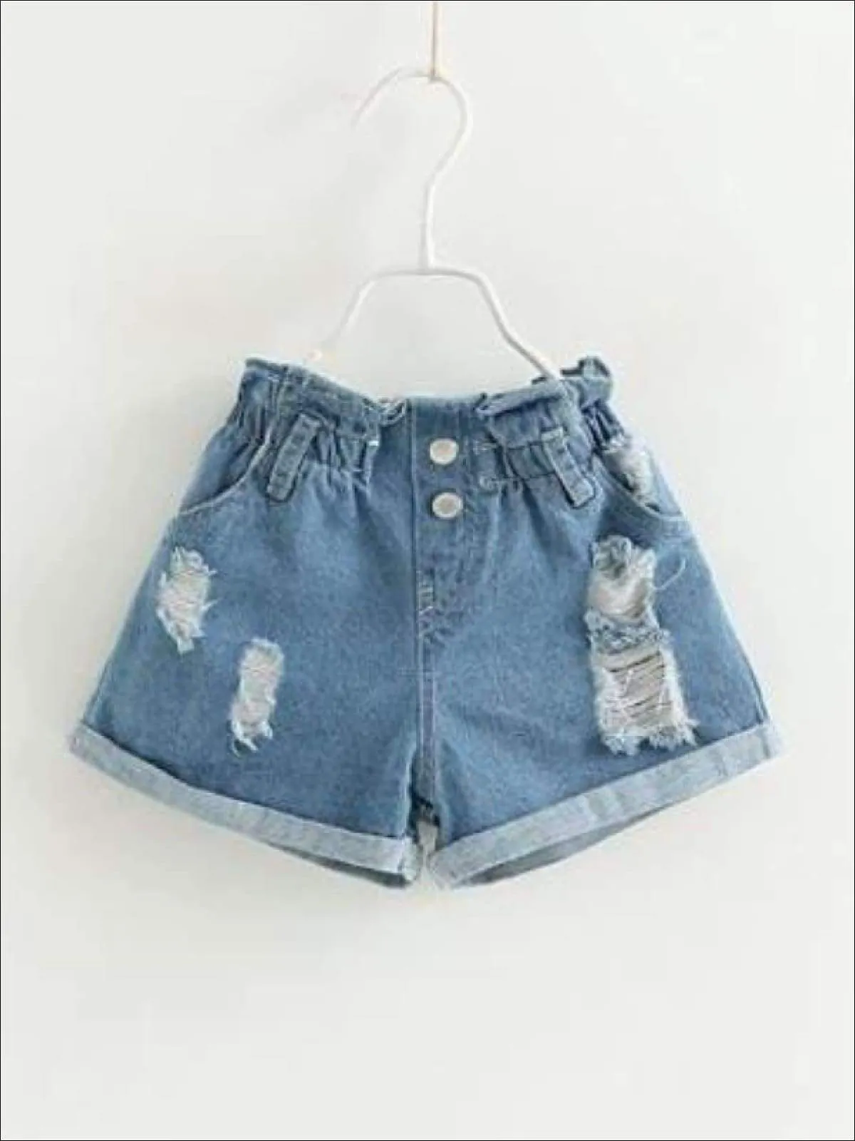 Girls Embroidered Ruffled Tunic And Denim Short Set