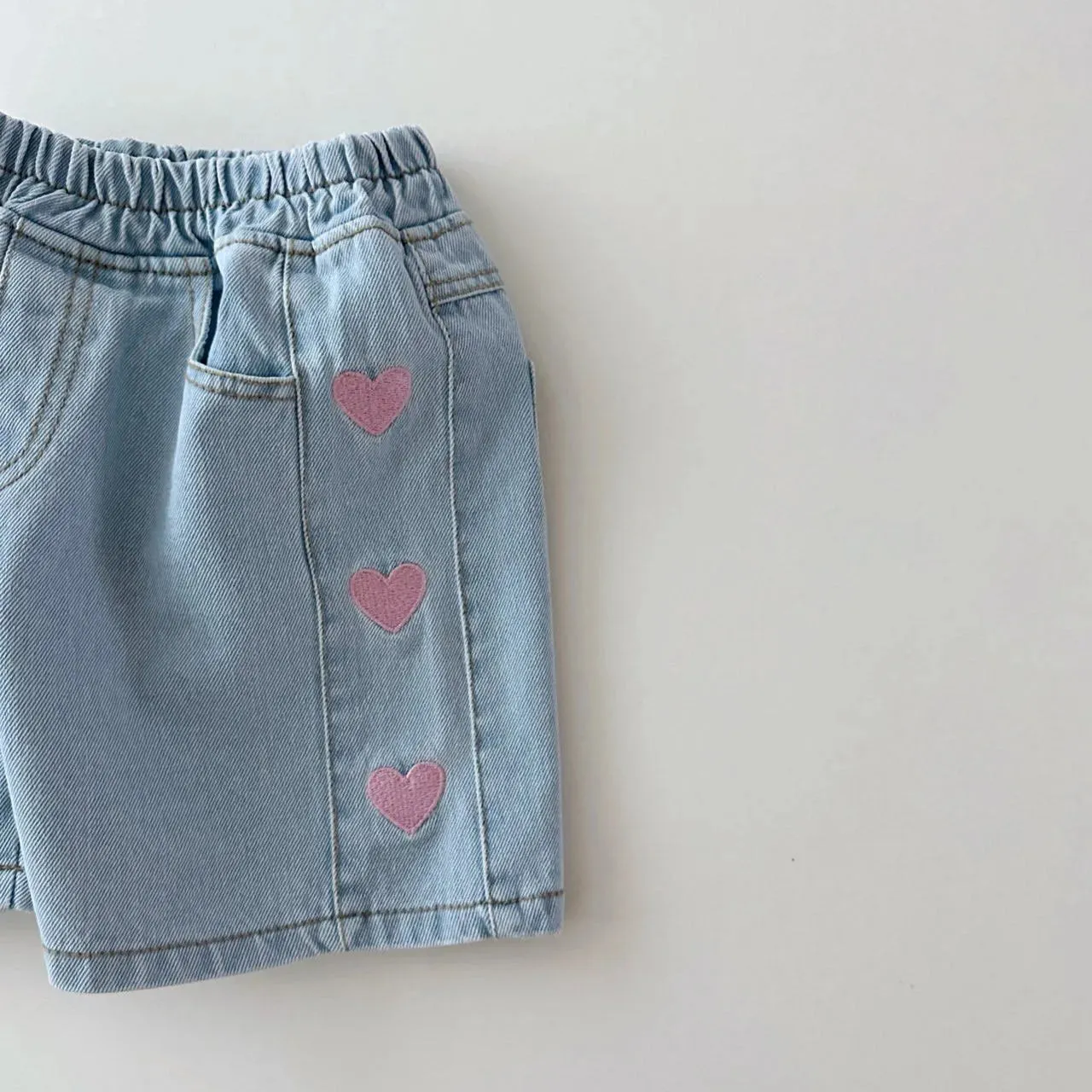 Girls Heart & Bow Denim Shorts