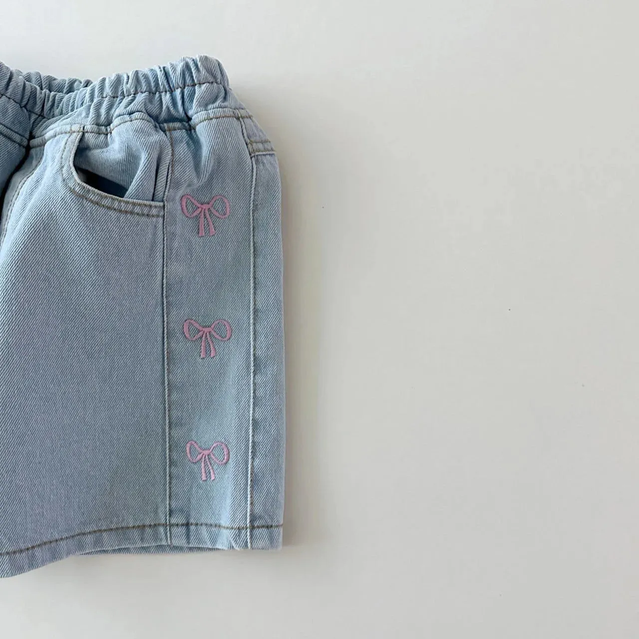 Girls Heart & Bow Denim Shorts