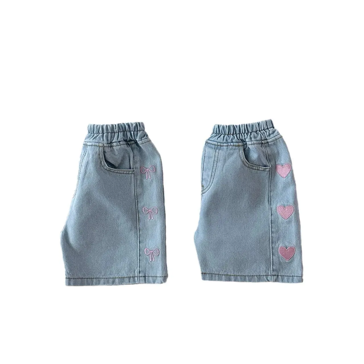 Girls Heart & Bow Denim Shorts