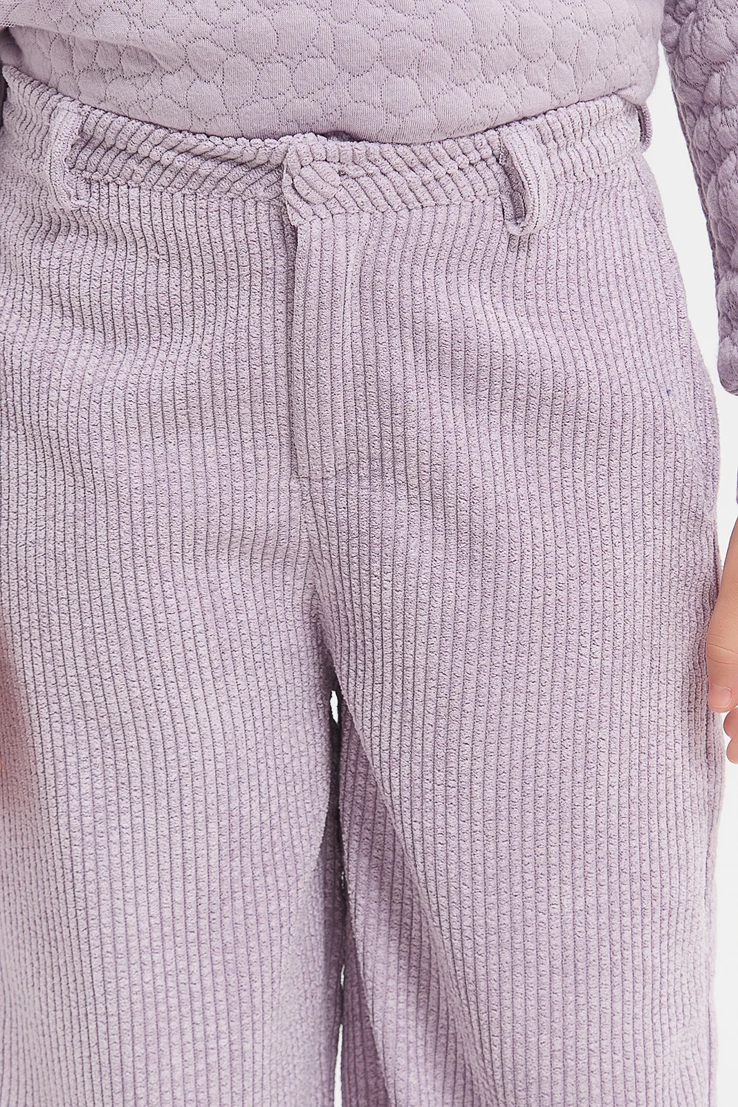 Girls Lilac Corduroy Wide Leg Trouser