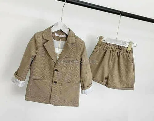 Girls Minority France Formal Wedding Party Suit Boys Blazer Pants 2Pcs