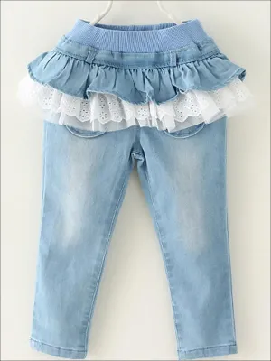 Girls Ruffled Tutu Skirted Jeans