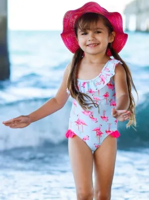 Girls The Flying Flamingo One Piece Swimsuit