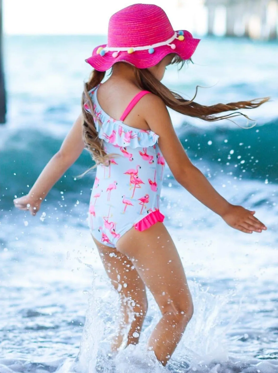 Girls The Flying Flamingo One Piece Swimsuit