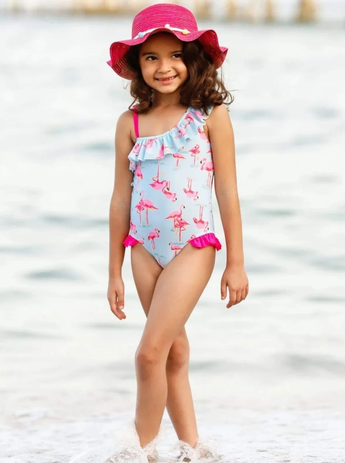 Girls The Flying Flamingo One Piece Swimsuit