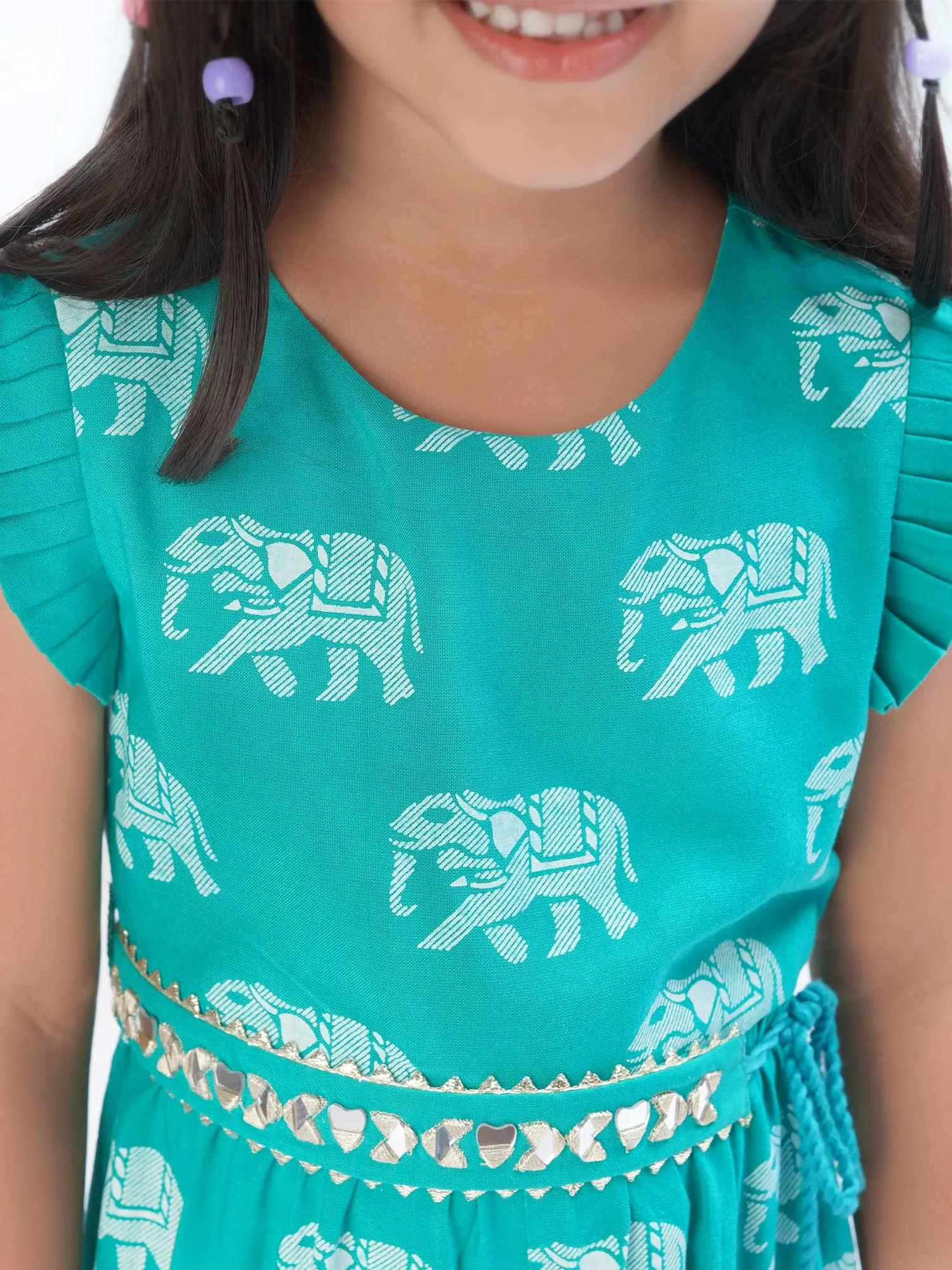 Girls Trunk Tales Girls Green Jumper With Flared Bottom - Lil Drama