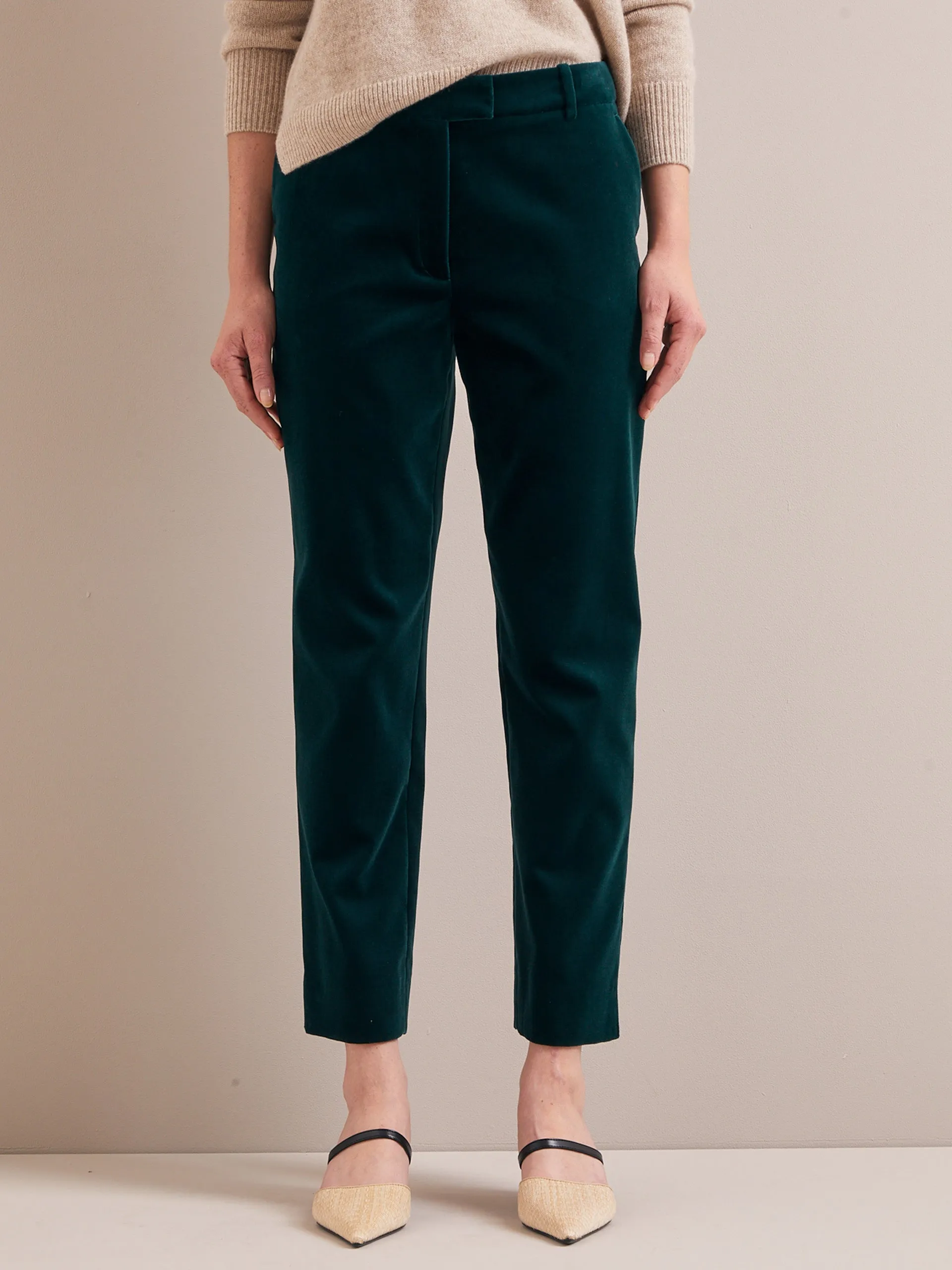 Green Tatum velvet tapered trousers