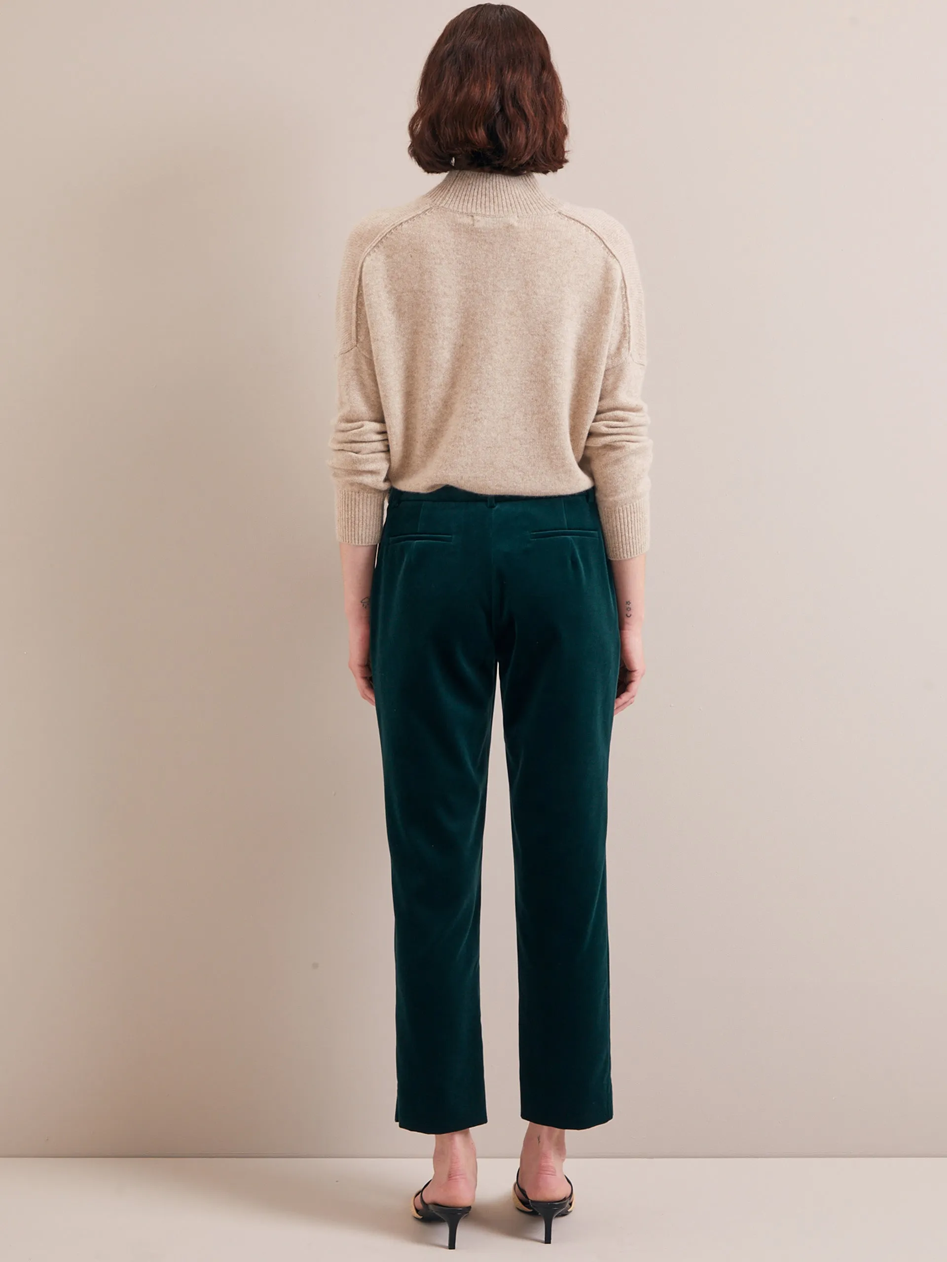 Green Tatum velvet tapered trousers