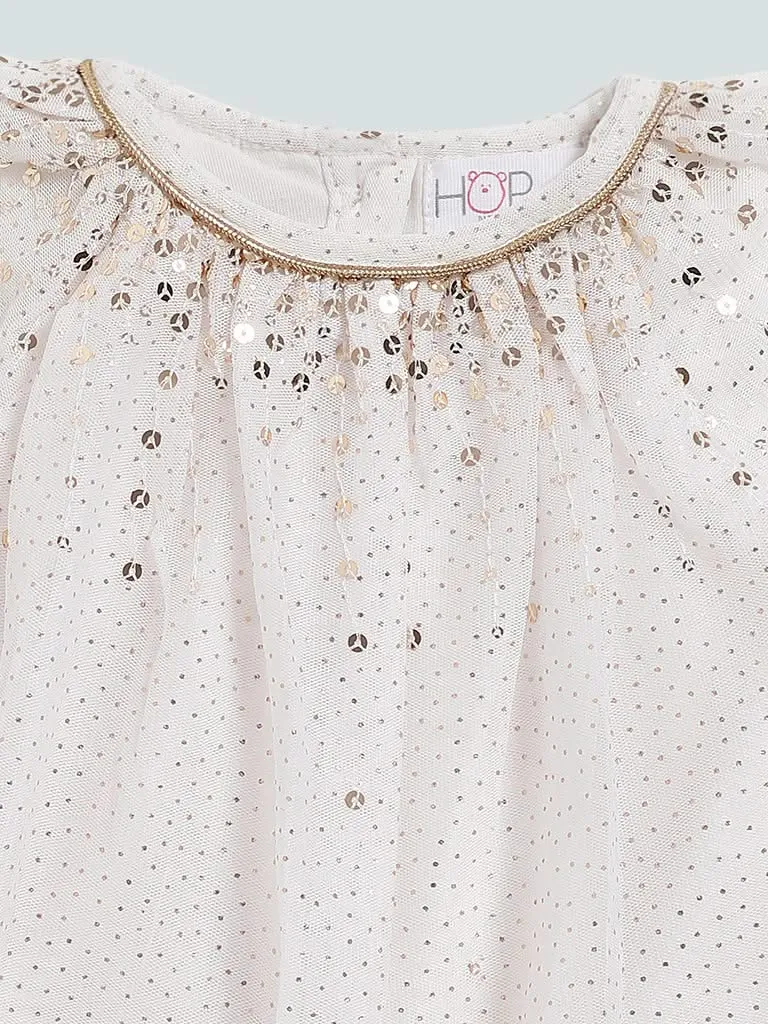 HOP Baby White Embellished Lily Flared Dress