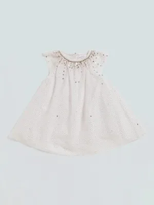 HOP Baby White Embellished Lily Flared Dress