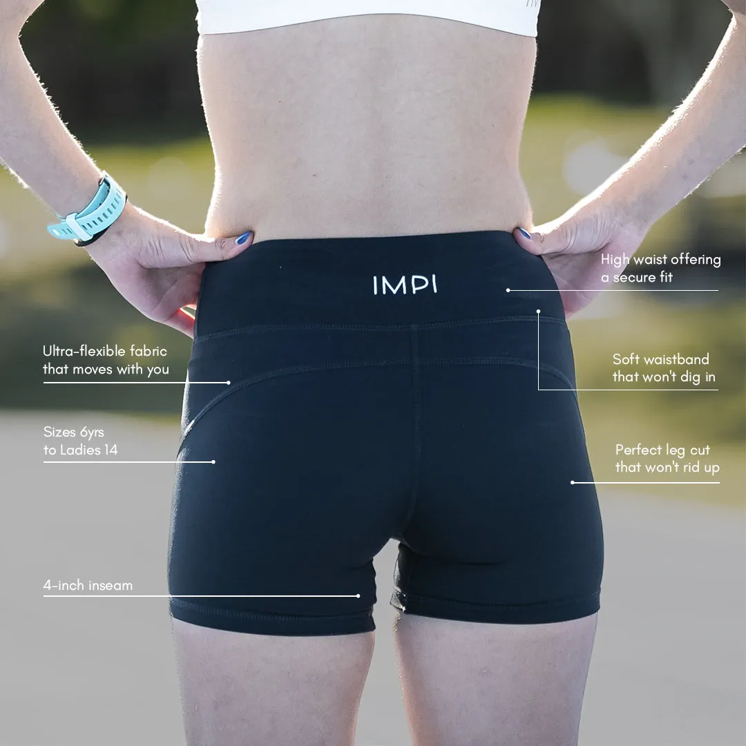 IMPI High Waisted Bike Shorts 4" - Black