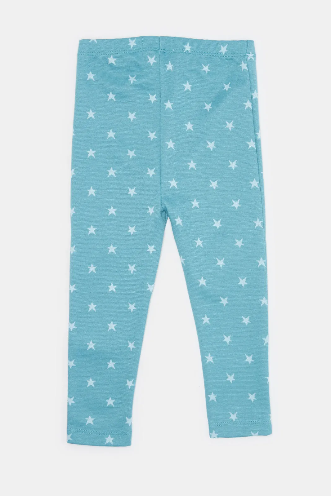 Infant Girls Blue Printed Leggings