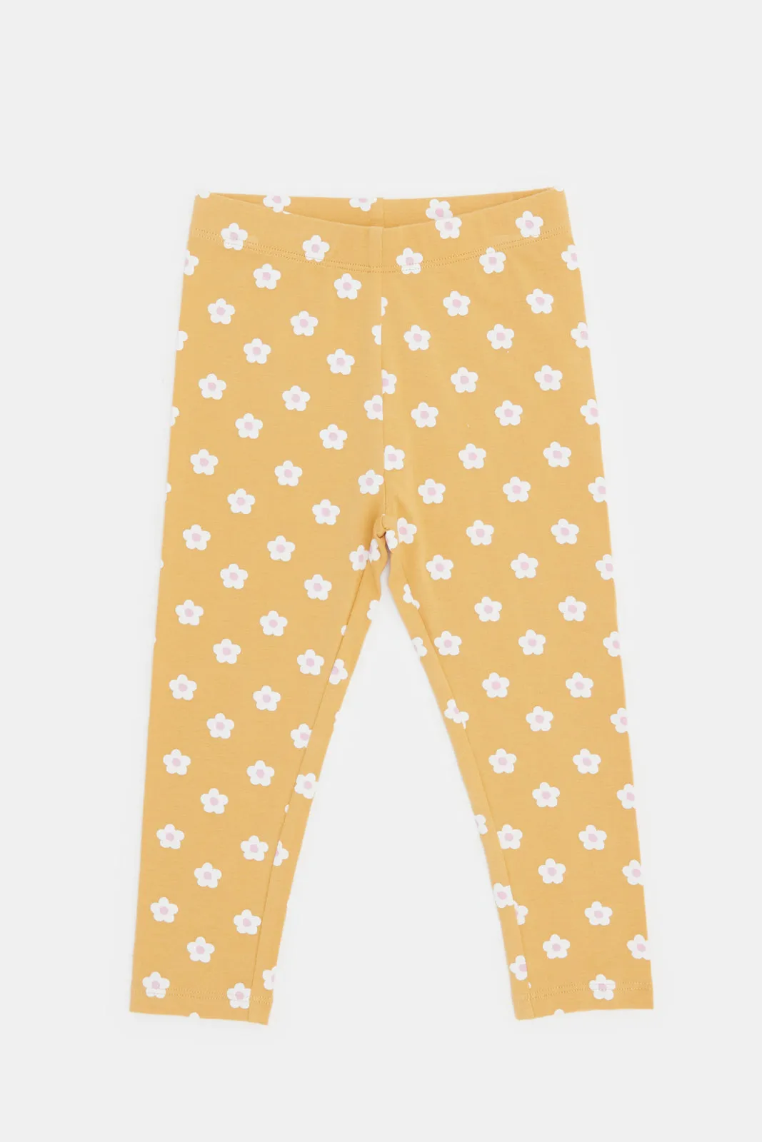 Infant Girls Mustard Floral Printed Leggings