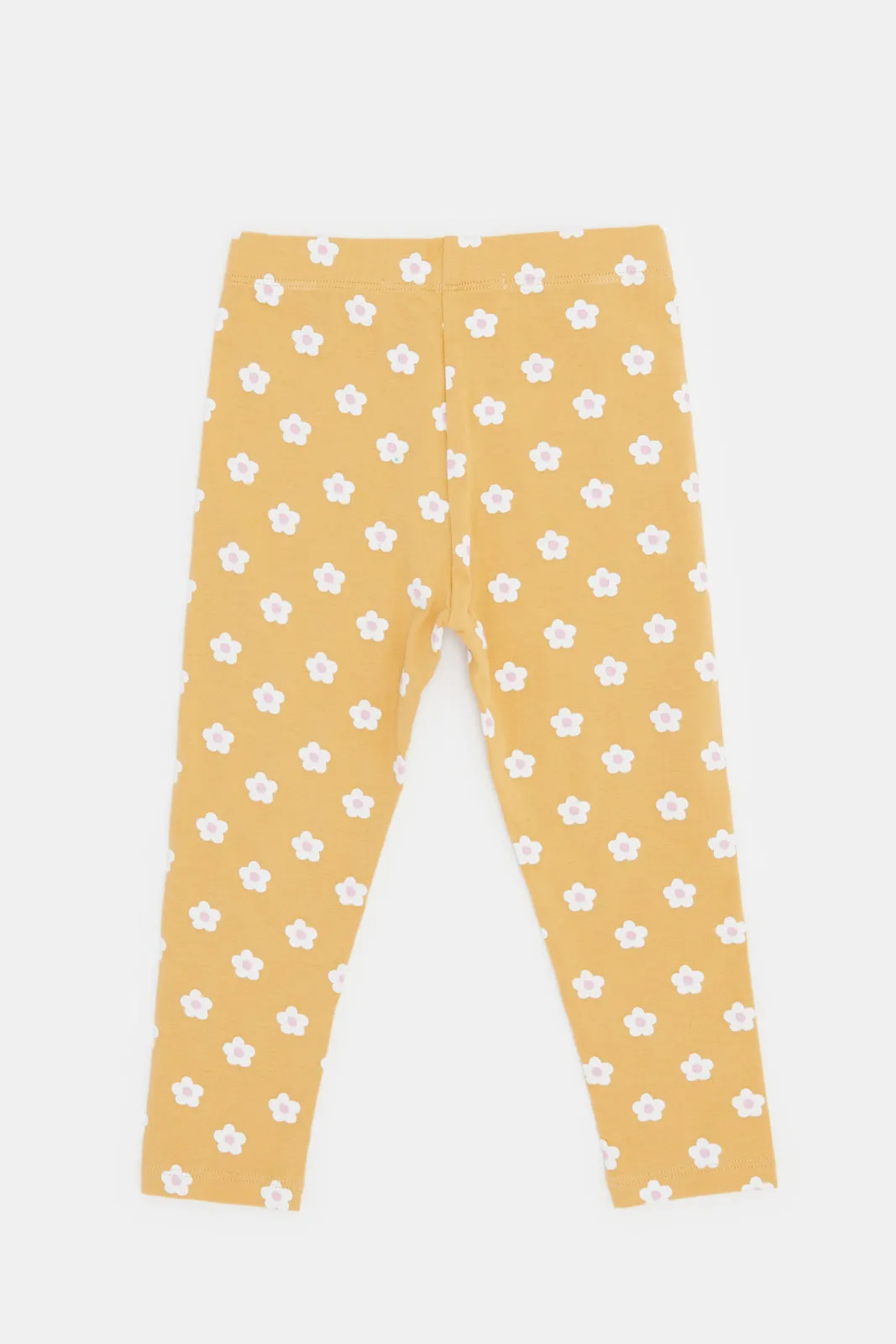 Infant Girls Mustard Floral Printed Leggings