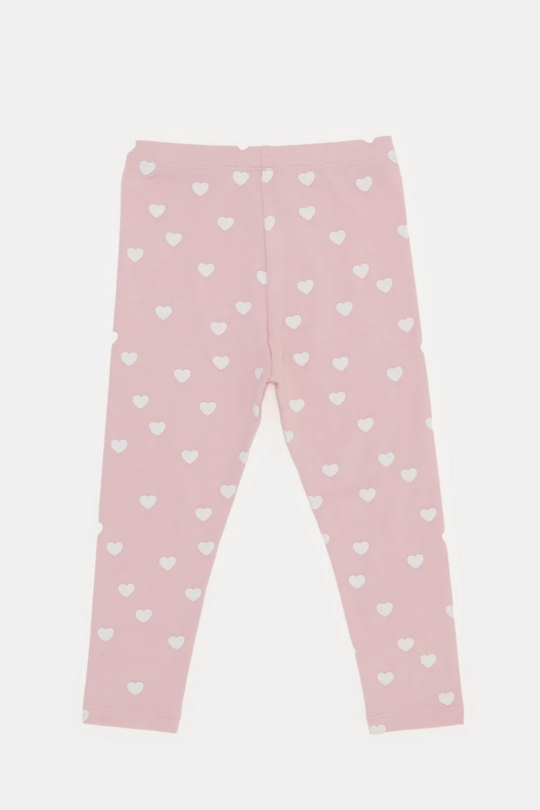 Infant Girls Pink Heart Printed Leggings