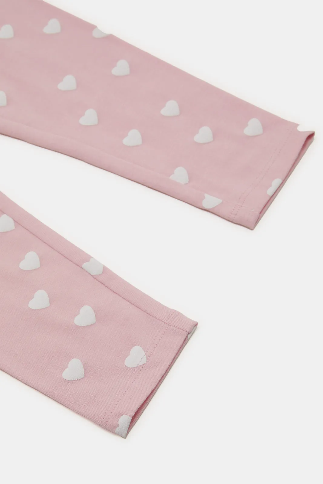 Infant Girls Pink Heart Printed Leggings