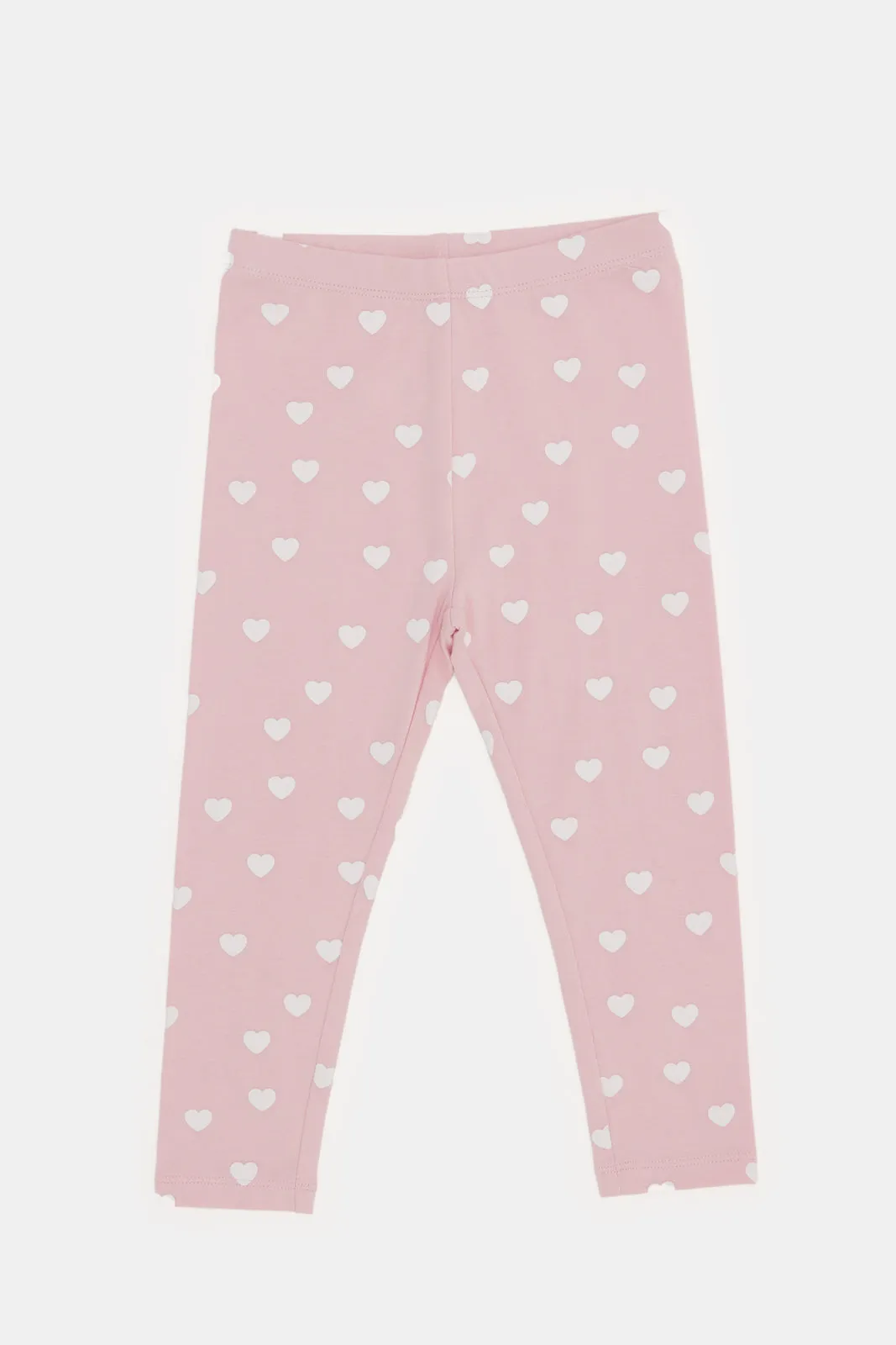 Infant Girls Pink Heart Printed Leggings