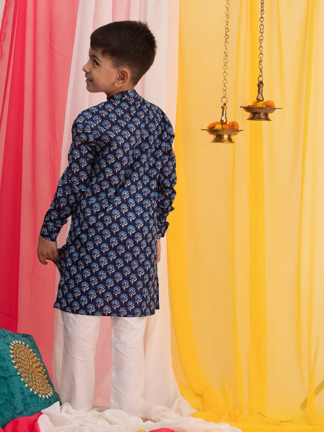 Jashvi Blue Printed Dress Sibling Set