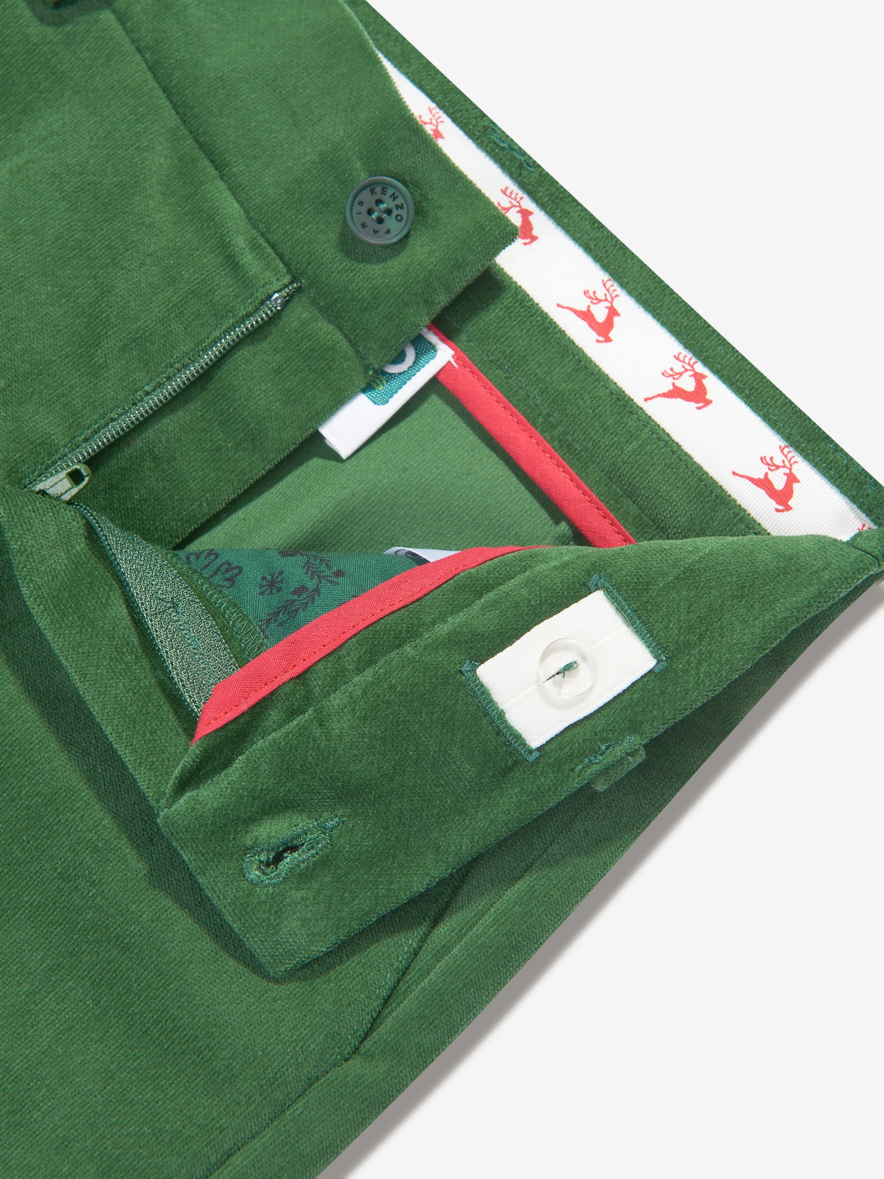 KENZO Boys Velvet Trousers in Green