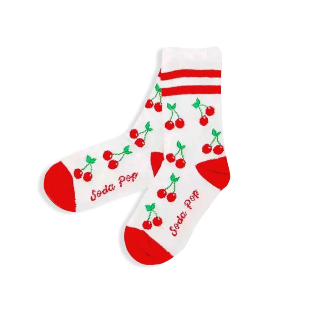 Kids Vintage Sporty Socks -- Cherries